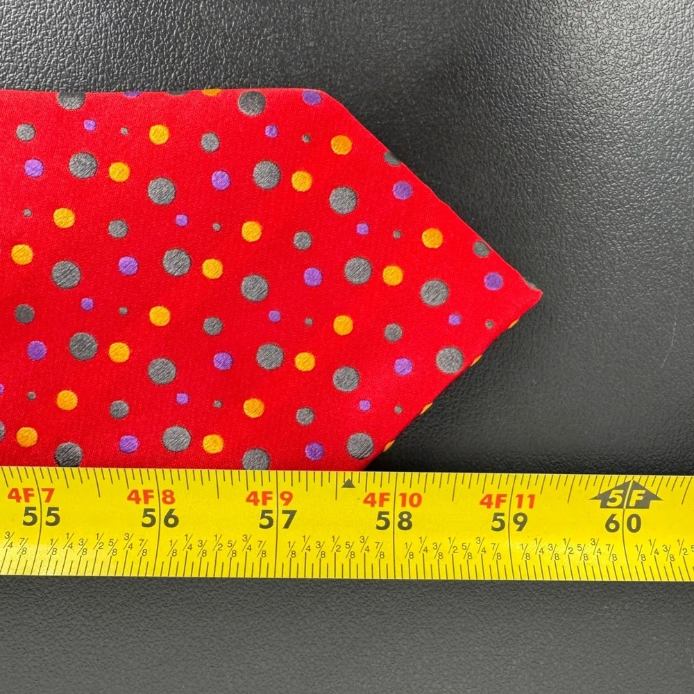 Paul Fredrick Mens Silk Tie Lot 2 Polka Dot Red Navy Blue Geometric Professional